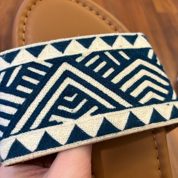 Haute Hippie Blue Aztec Embroidered Knit Slides NWOT - Picture 3 of 5